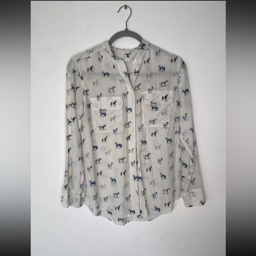 EQUIPMENT HORSE PRINT TUXEDO TOP SIZE M